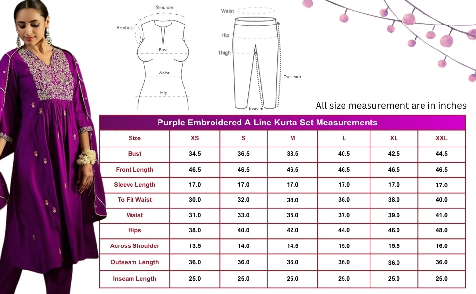Purple Embroidered Kurta Pant Set: Silk Blend Dupatta