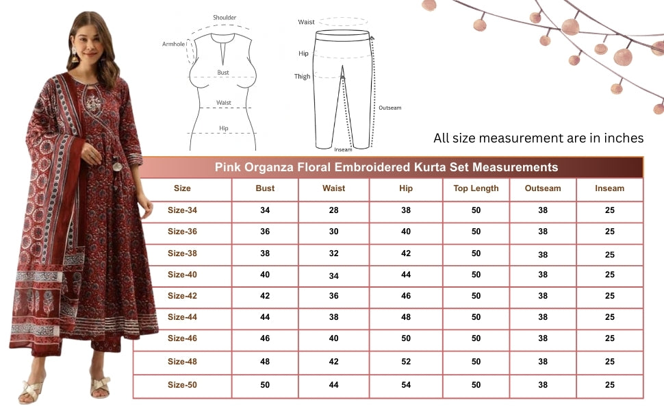 Maroon Cotton Anarkali Kurta Set: Gotta Patti Embroidery
