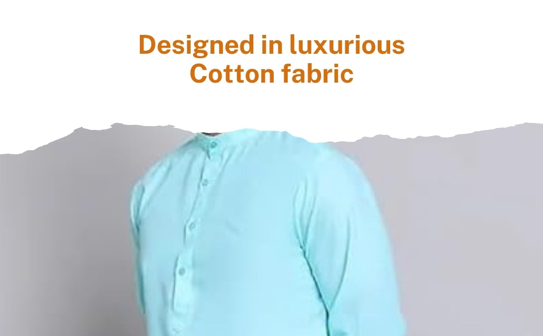 Men’s Light Blue Cotton Kurta Set