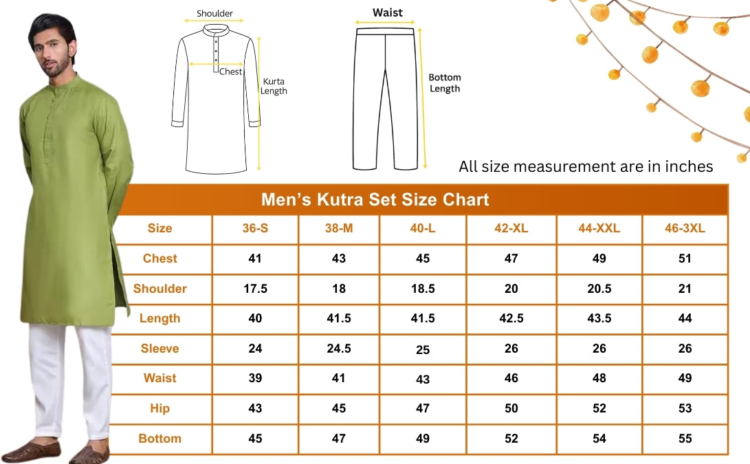 Men’s Green Solid Cotton Kurta Set