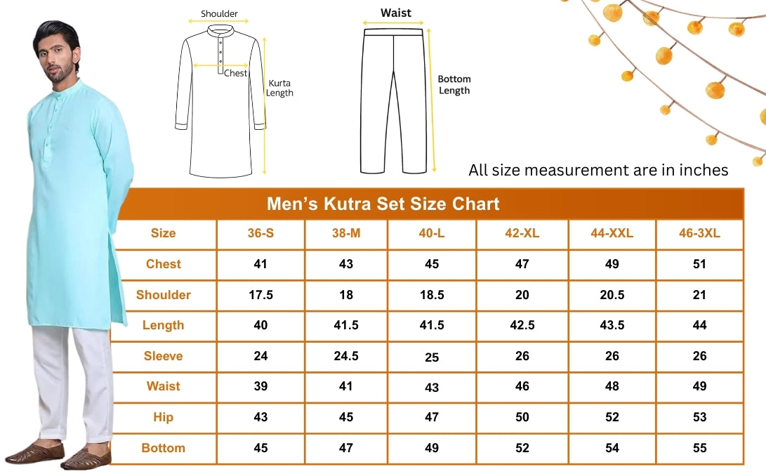 Men’s Light Blue Cotton Kurta Set