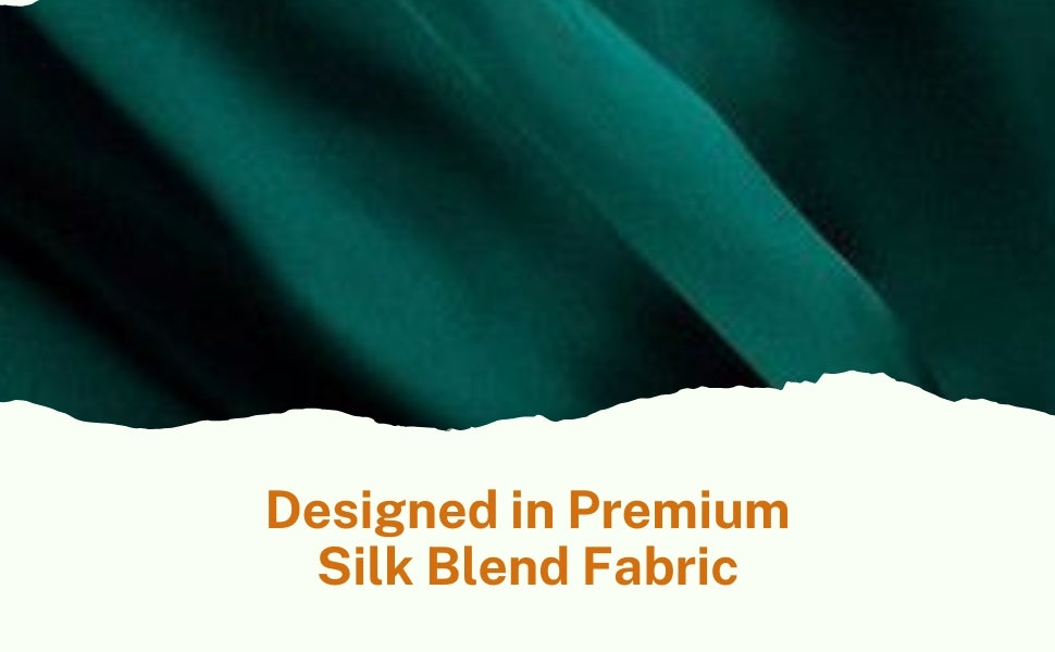 Emerald Green Kurta Set: Gold Foil Print Silk Blend Dupatta
