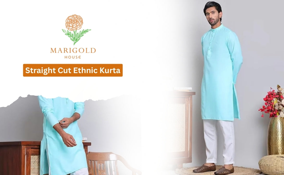 Men’s Light Blue Cotton Kurta Set