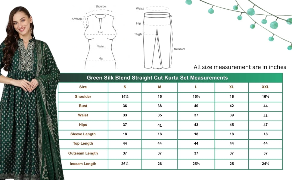 Emerald Green Kurta Set: Gold Foil Print Silk Blend Dupatta