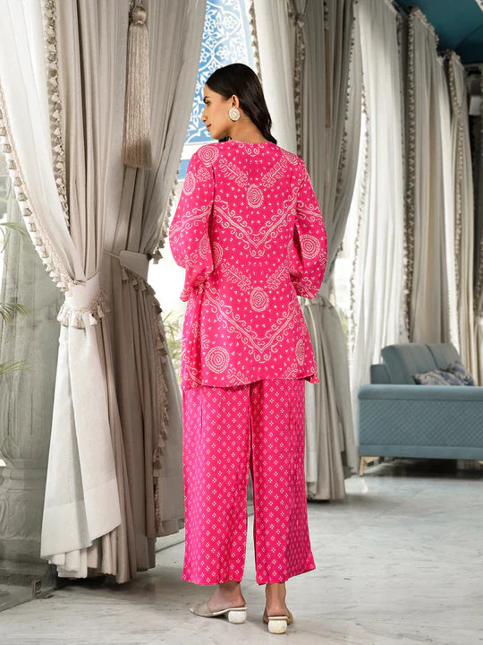 Pink Bandhani Print Co-Ord Set