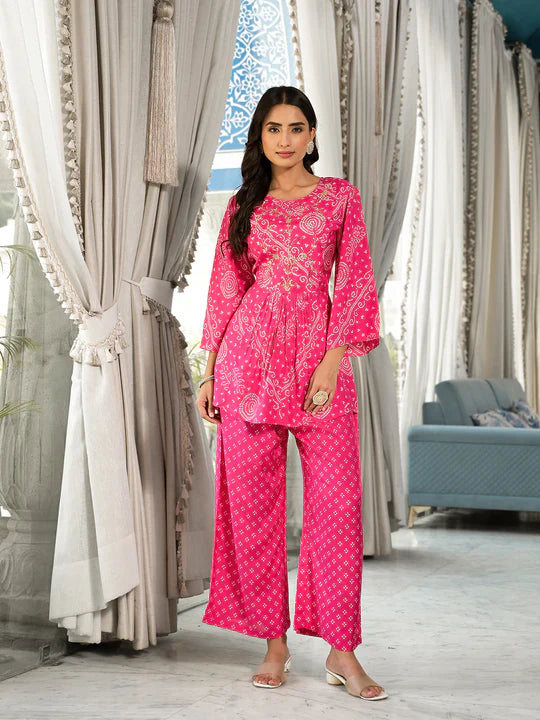 Pink Bandhani Print Co-Ord Set
