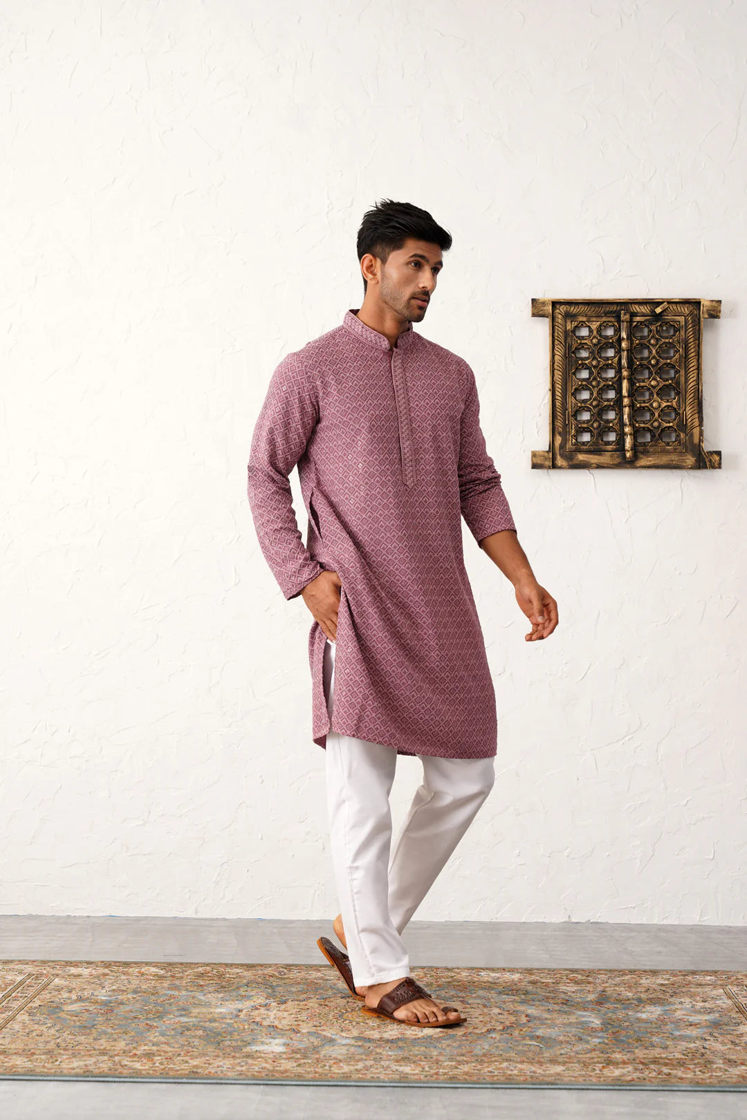 Mauve men's Kurta with Pajama