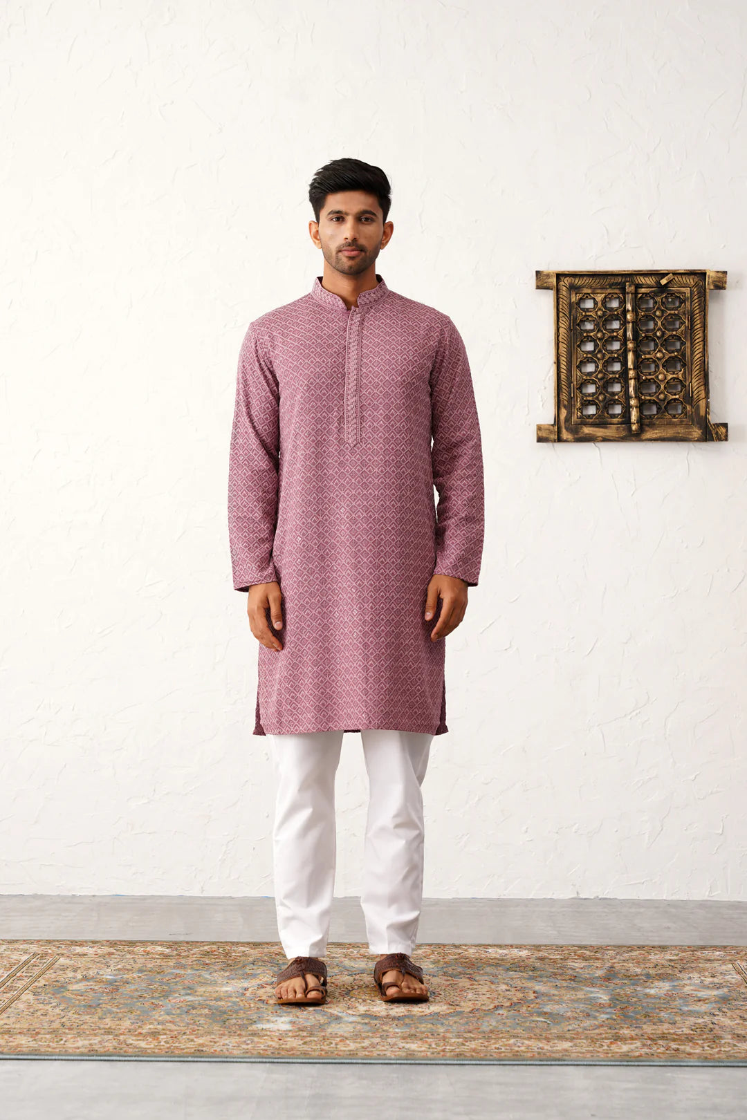 Mauve men's Kurta with Pajama