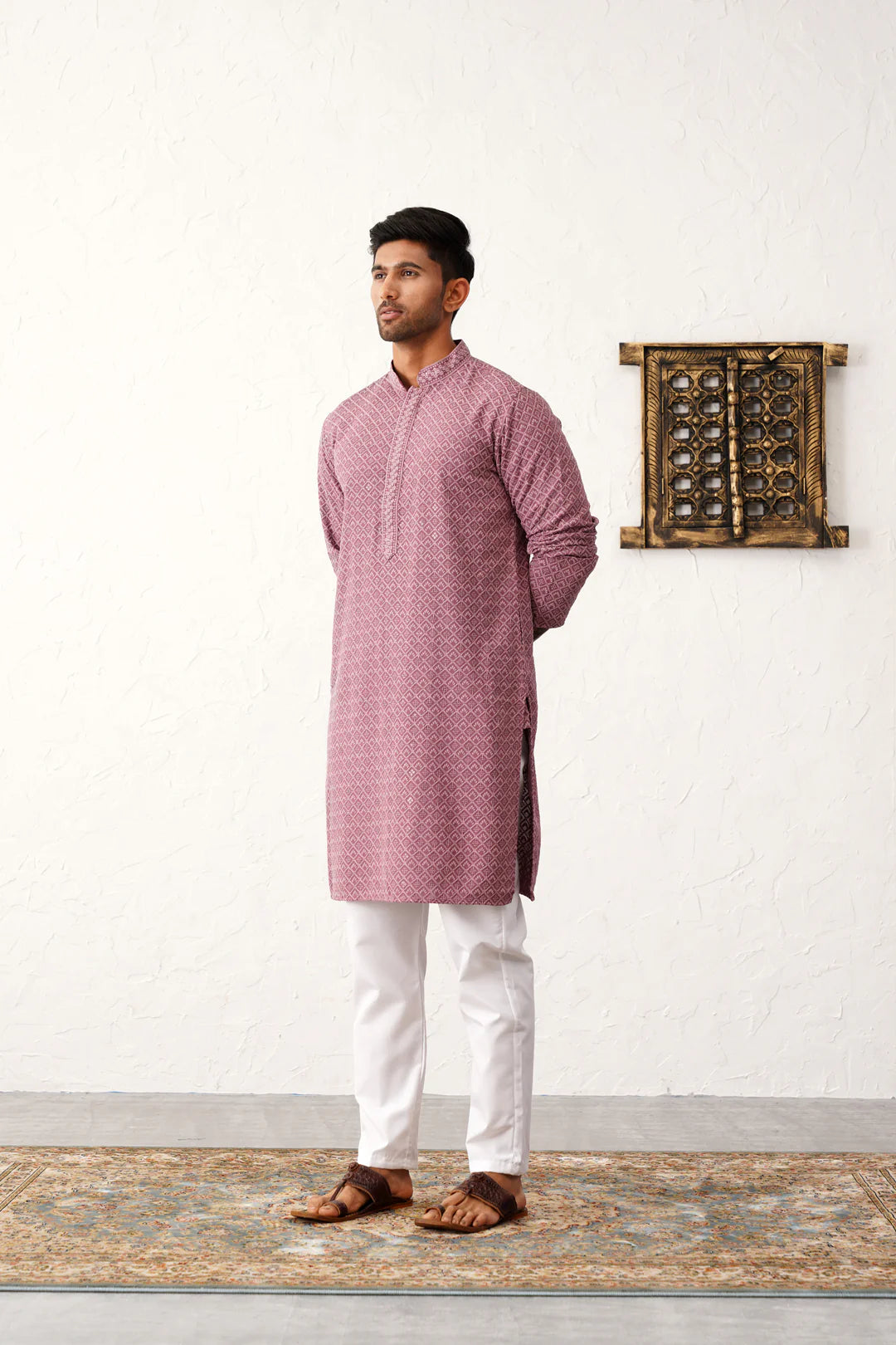 Mauve men's Kurta with Pajama