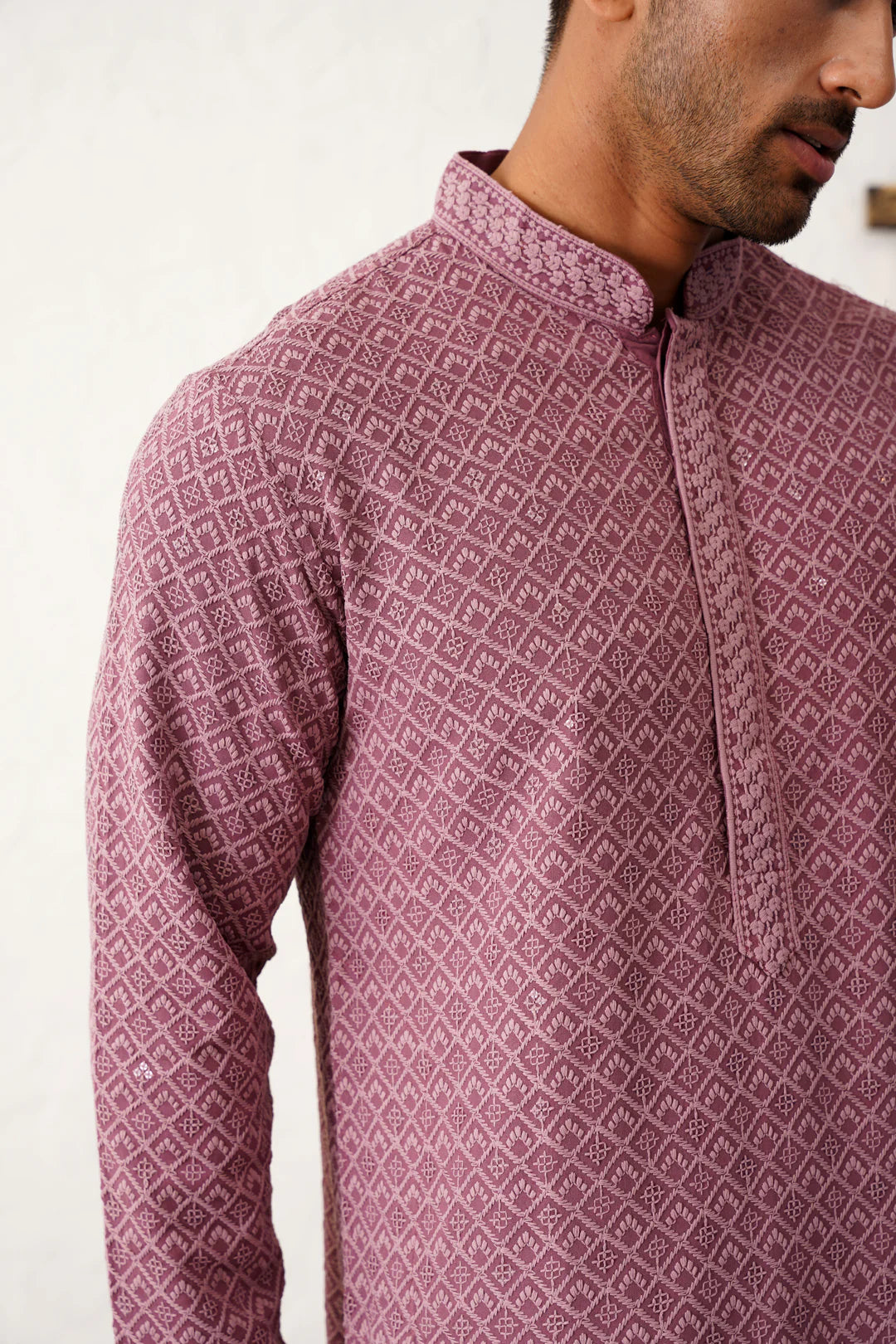 Mauve men's Kurta with Pajama