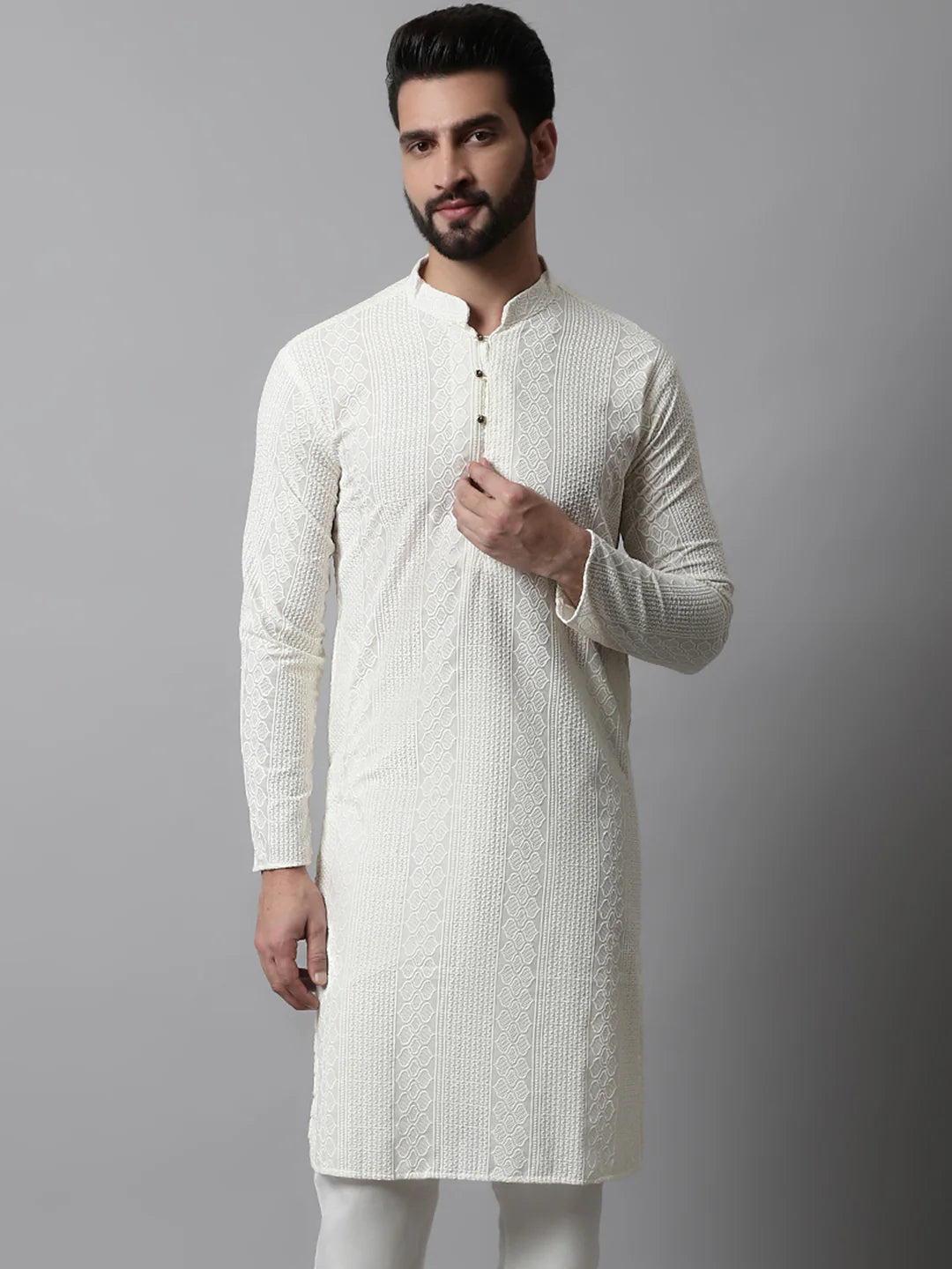 Men’s Off White Kurta Set
