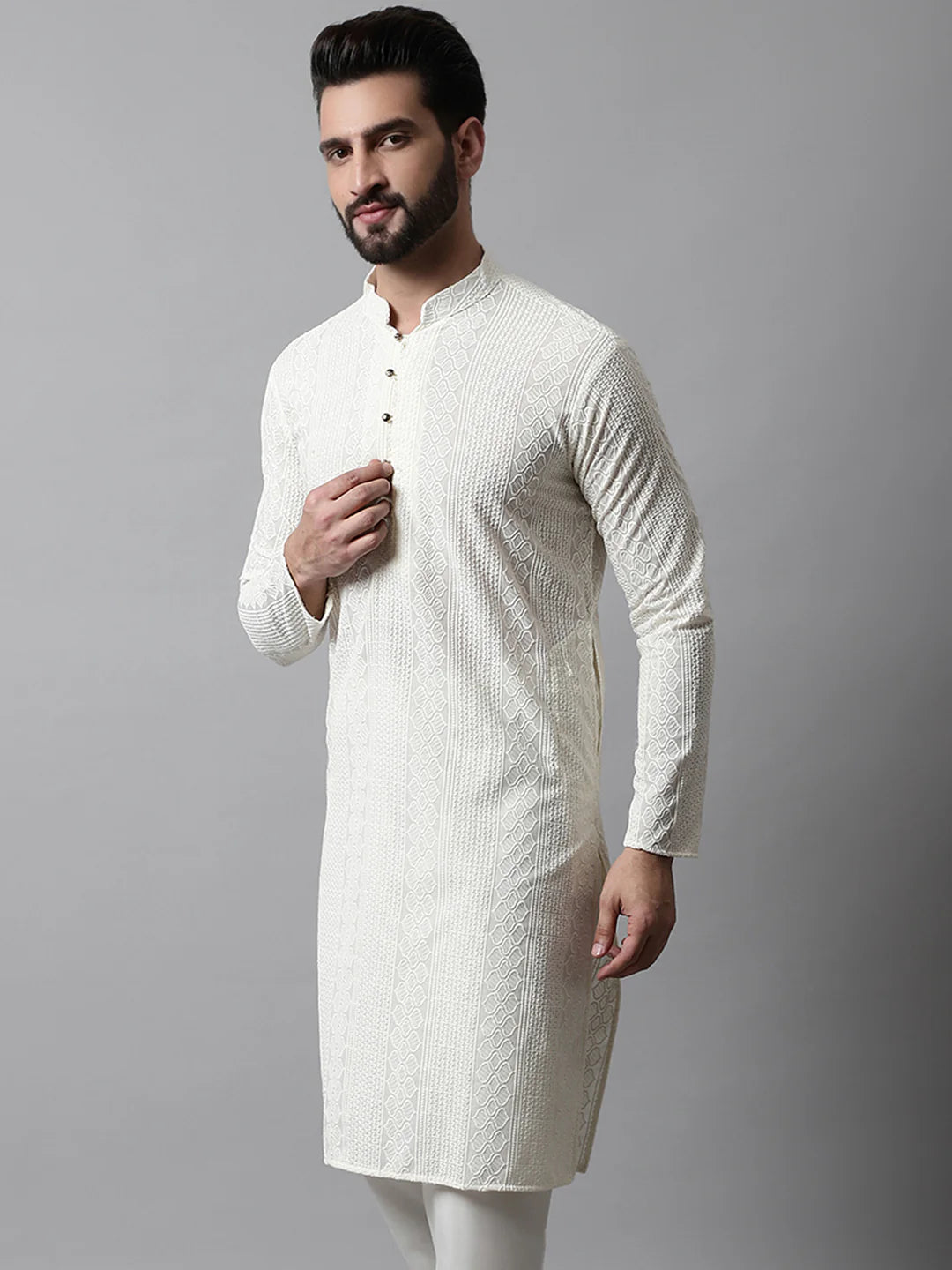Men’s Off White Kurta Set