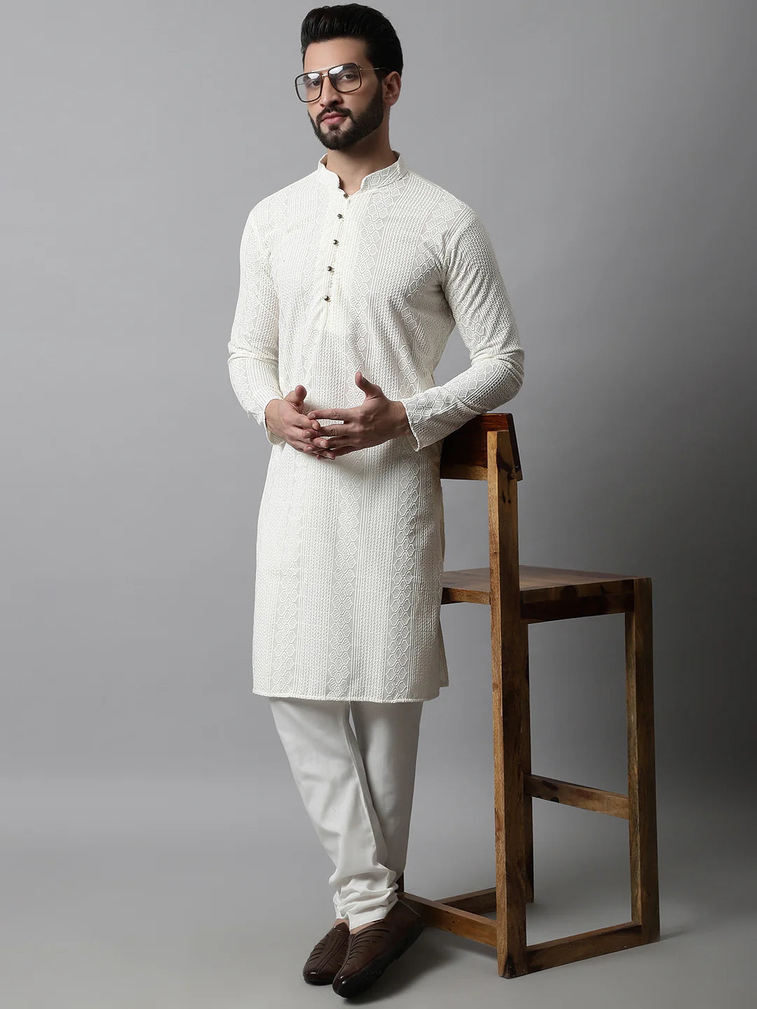 Men’s Off White Kurta Set