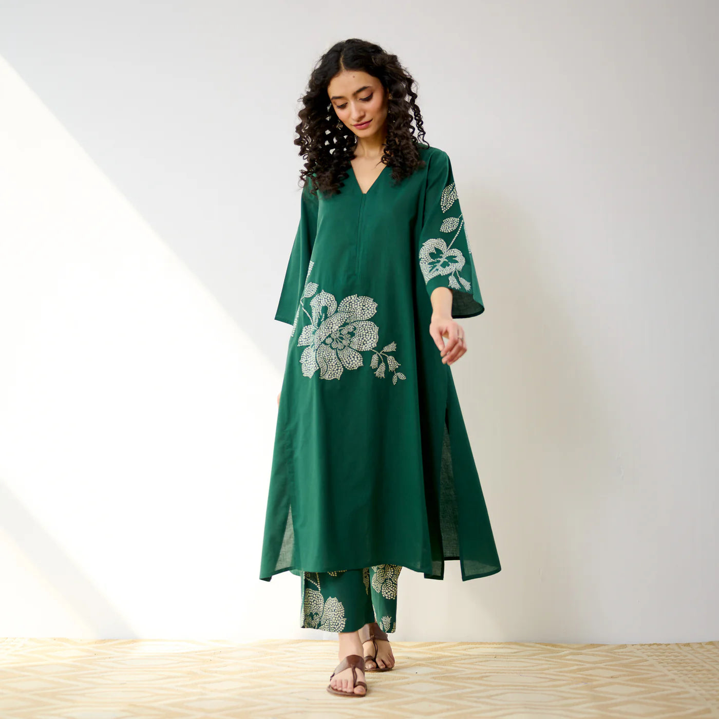 Green Meadow Patchwork Cotton Kurta Set