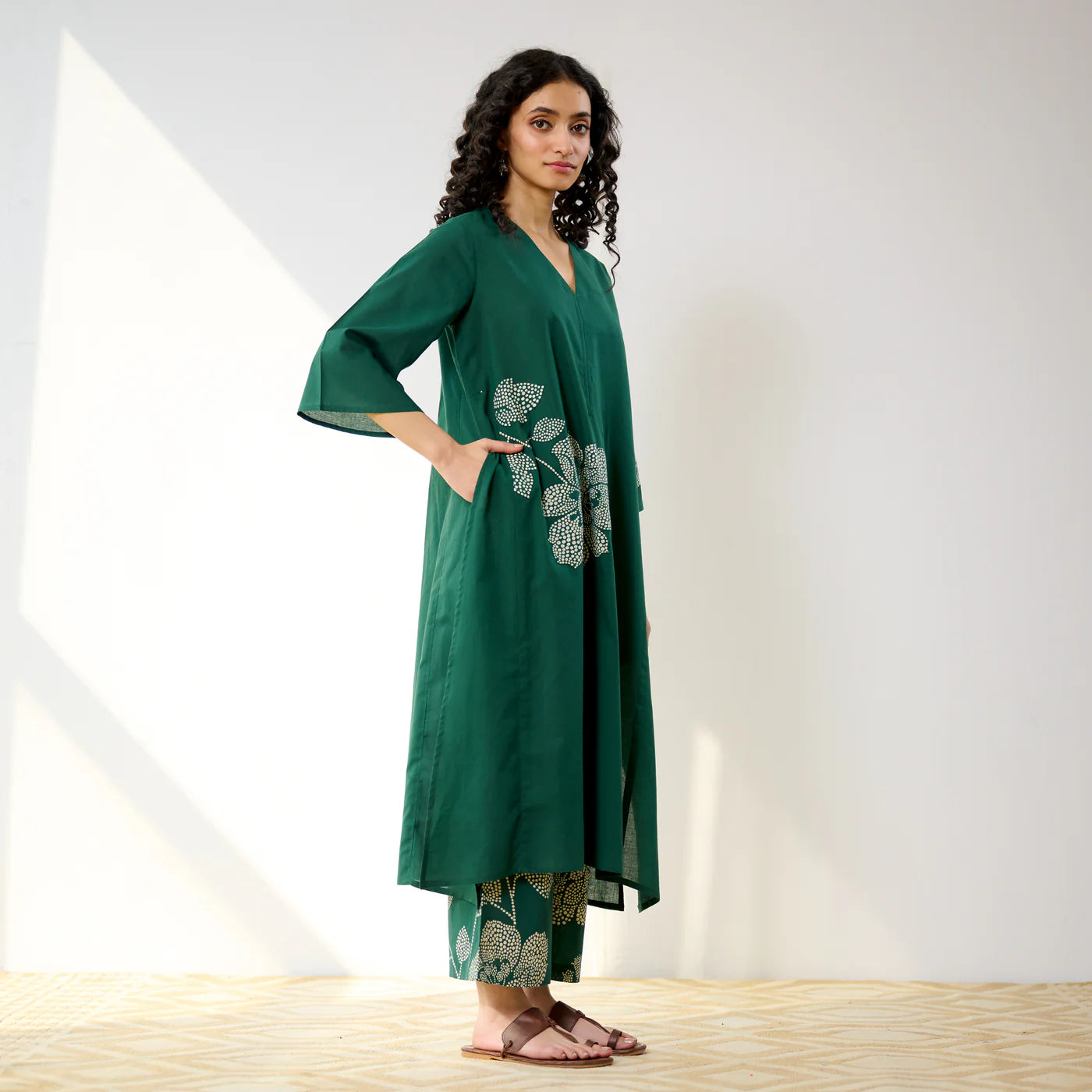 Green Meadow Patchwork Cotton Kurta Set