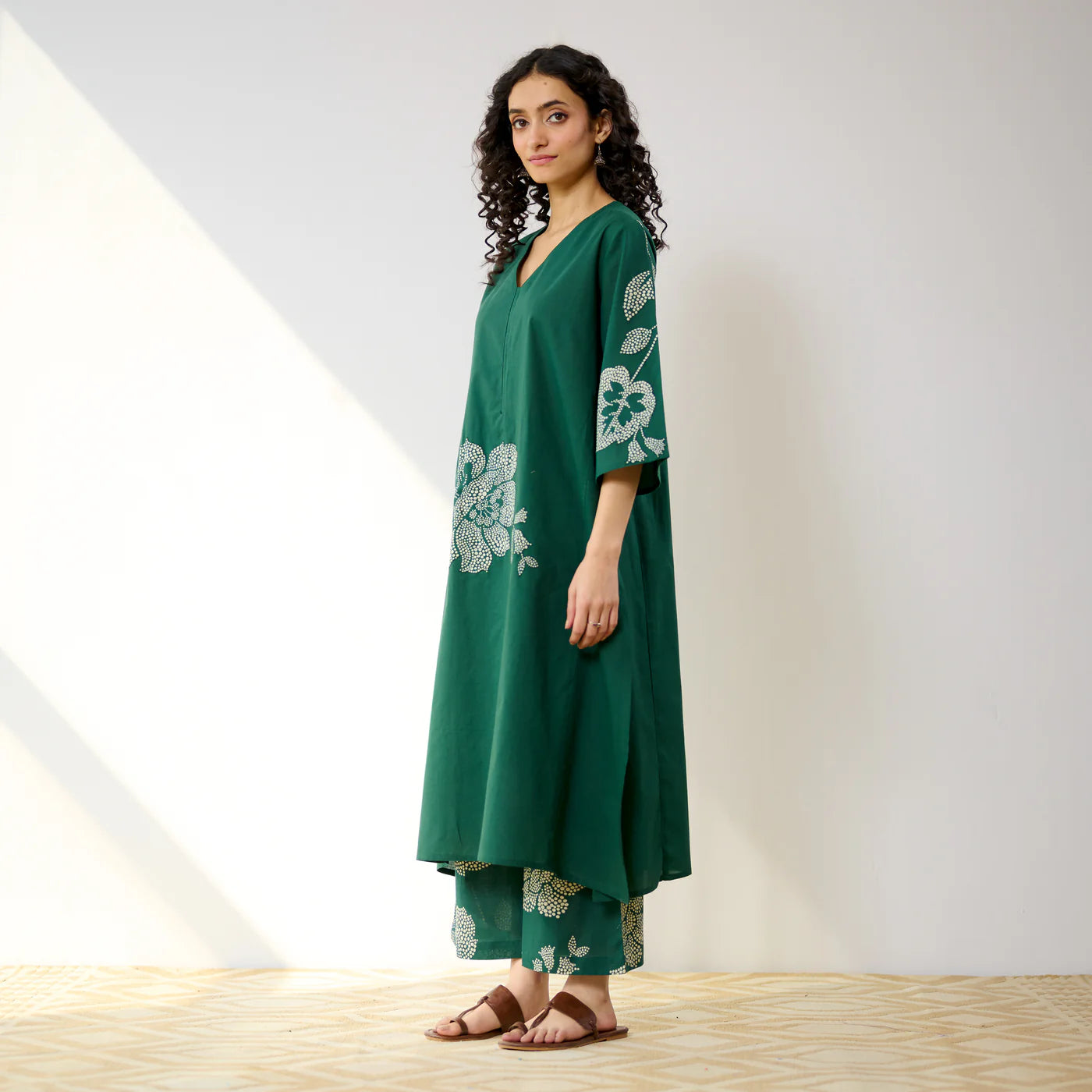 Green Meadow Patchwork Cotton Kurta Set
