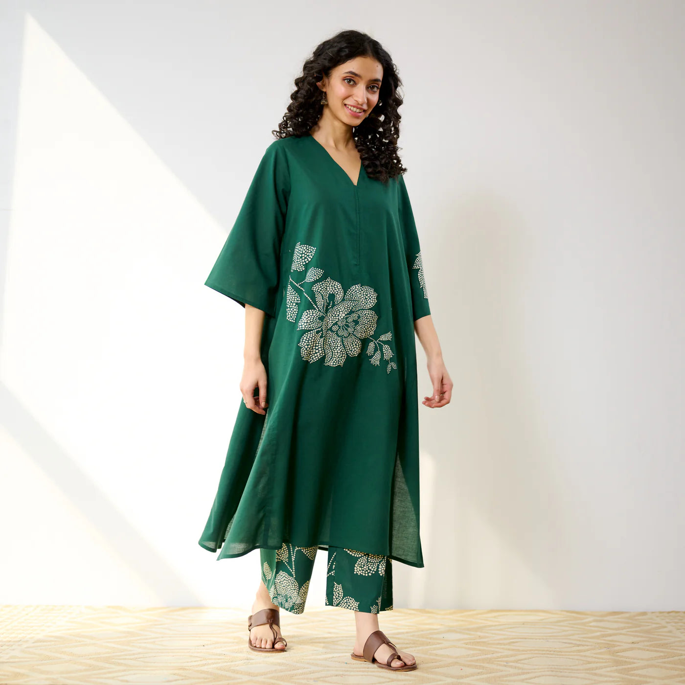 Green Meadow Patchwork Cotton Kurta Set
