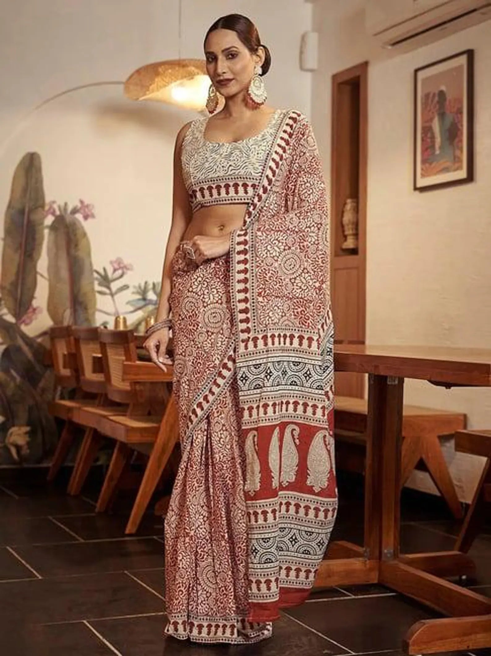 Handcrafted Jaipuri Block Print Mulmul Cotton Saree