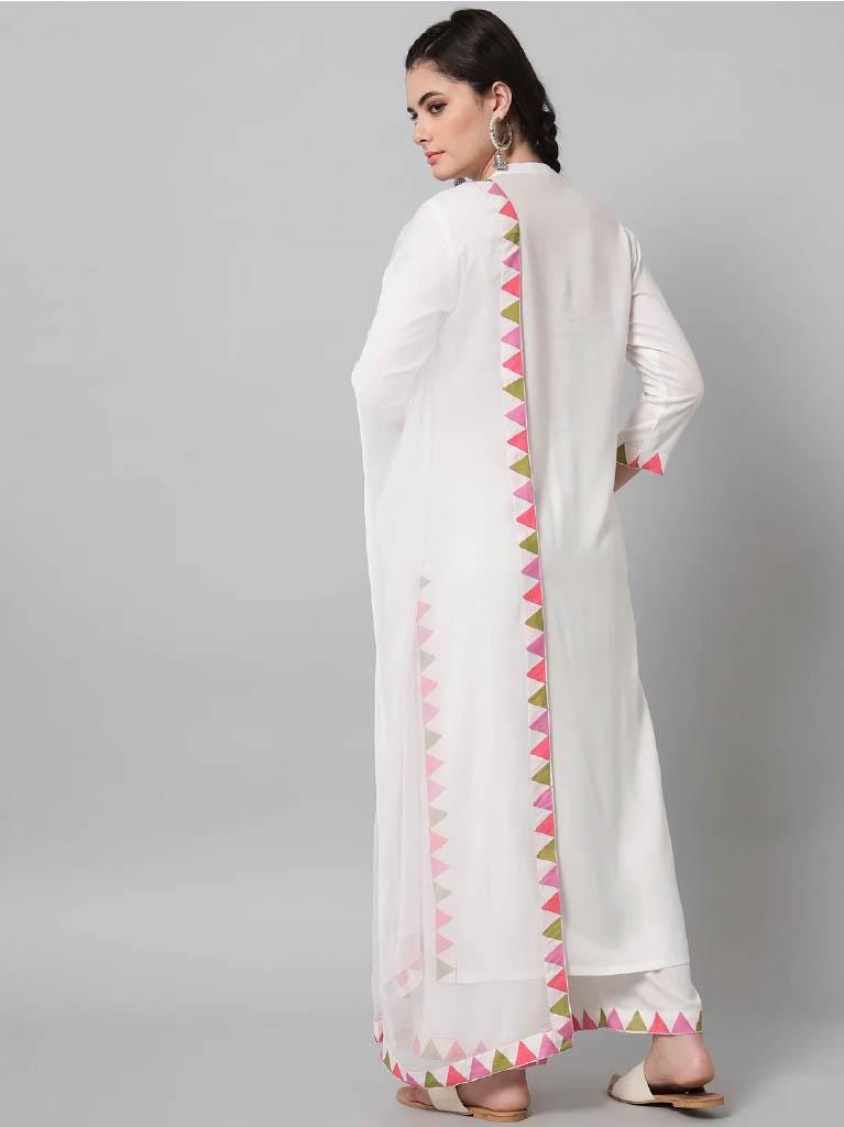 white printed kurta set
