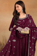 Purple Embroided Anarkali Kurta Set