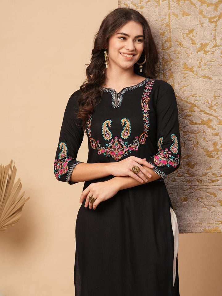 Black Embroided Kurta