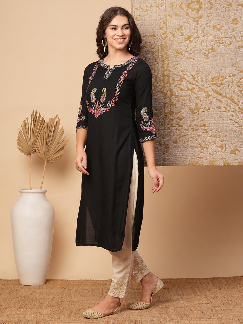 Black Embroided Kurta