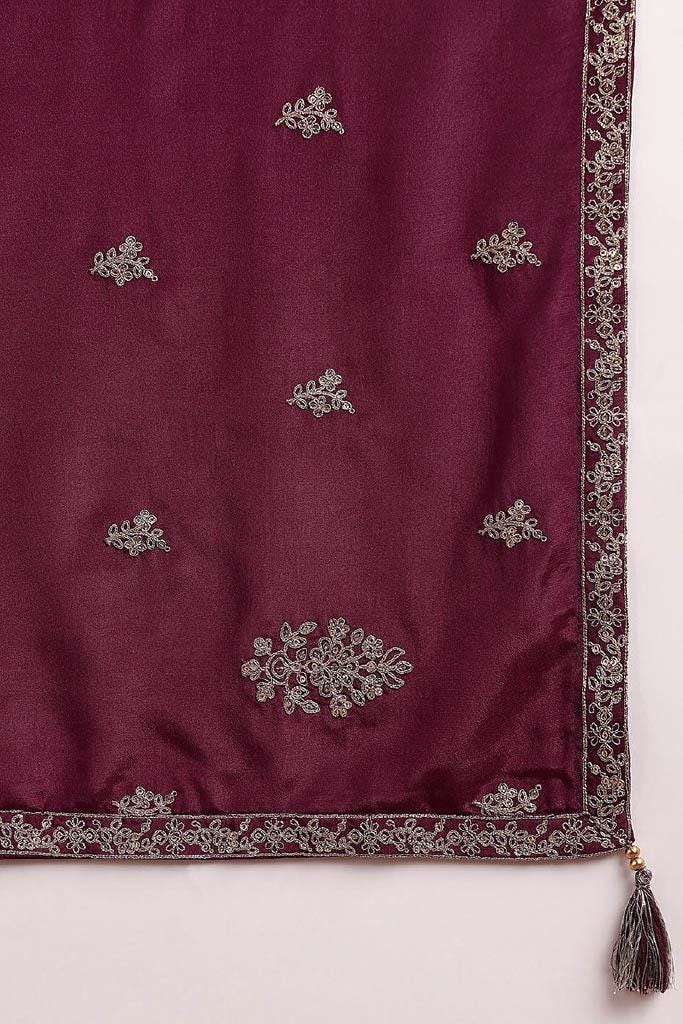 Purple Embroided Anarkali Kurta Set