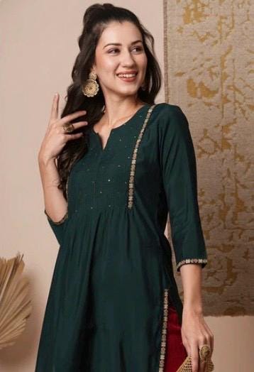 Green Embroidered Silk Blend Kurta | Elegant Ethnic Wear for Wedding, Party, Festival & Special Occasions