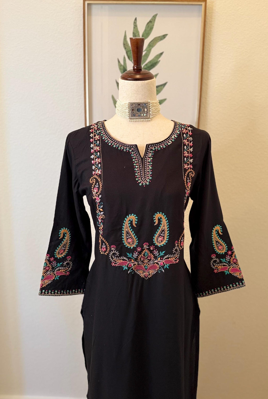 Black Embroided Kurta