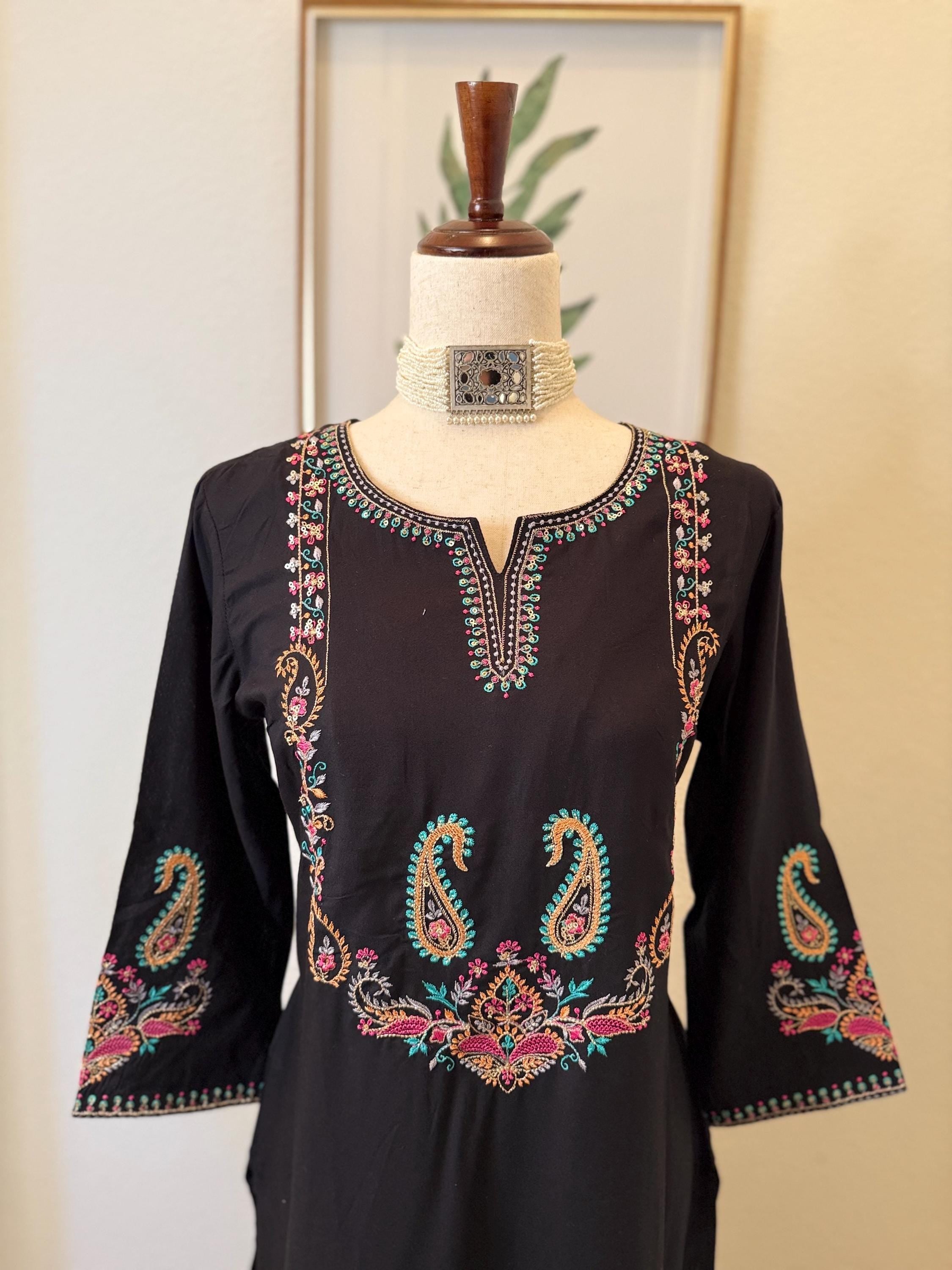Black Embroided Kurta