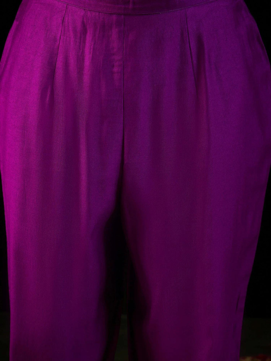 Purple Embroidered Kurta Pant Set: Silk Blend Dupatta