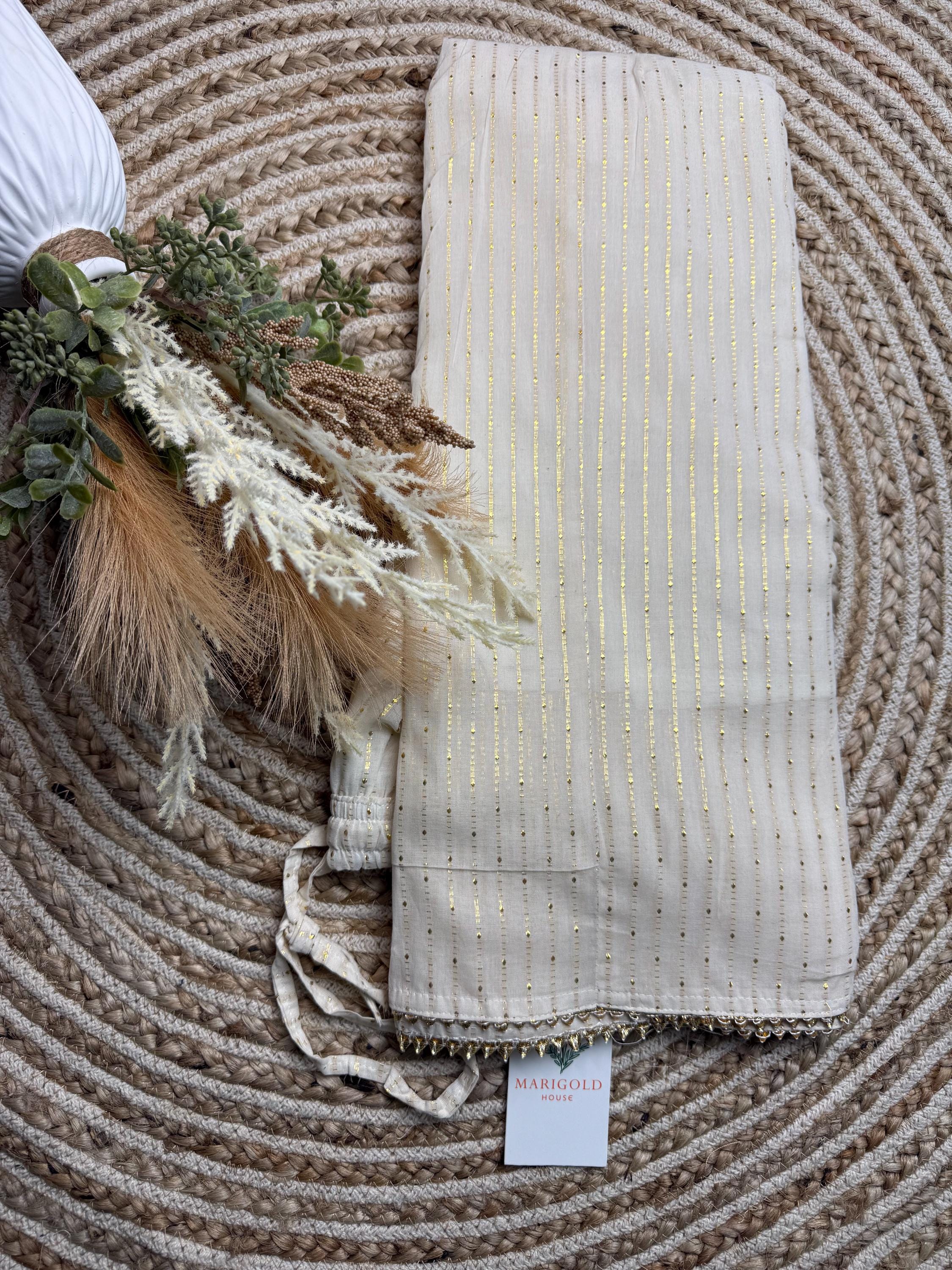 Beige gold foil print Palazzos