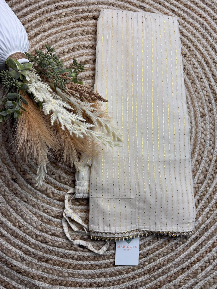 Beige gold foil print Palazzos