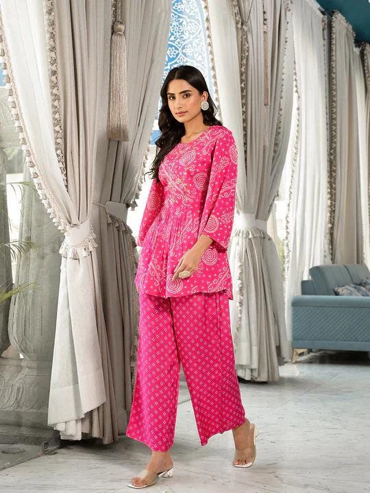 Pink Bandhani Print Co-Ord Set