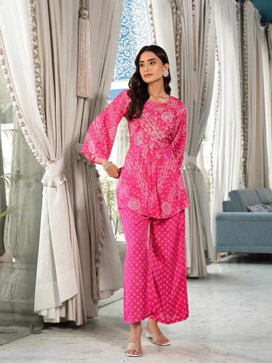 Pink Bandhani Print Co-Ord Set
