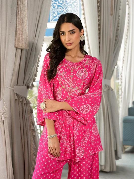 Pink Bandhani Print Co-Ord Set