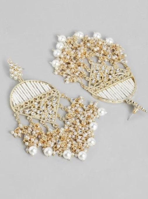 Kundan Dome Dangler Earrings with Off-White Pearl Beads