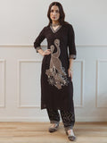 Black Embroidered Straight Kurta Set