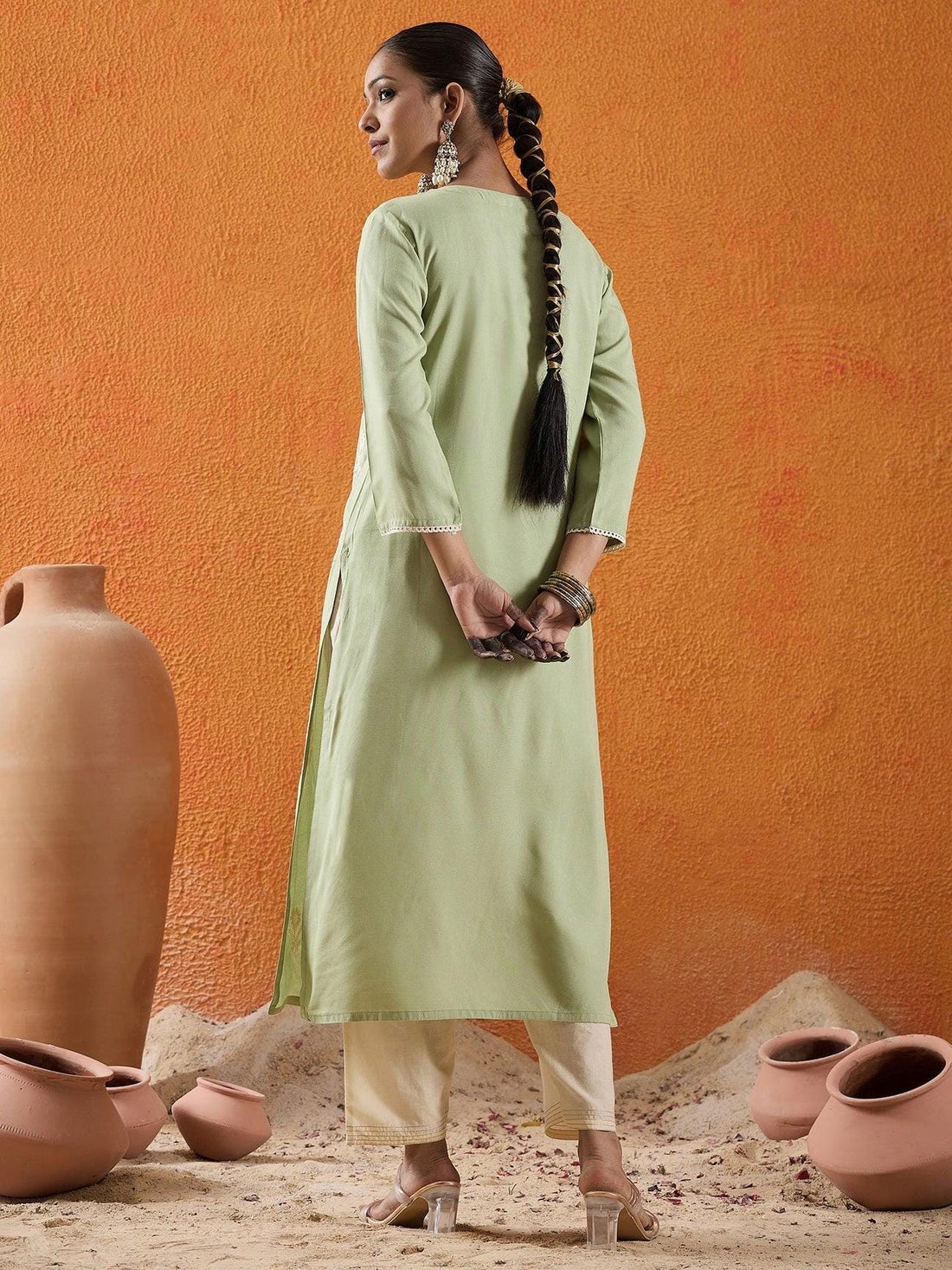 Sage Green Embroidered Kurta