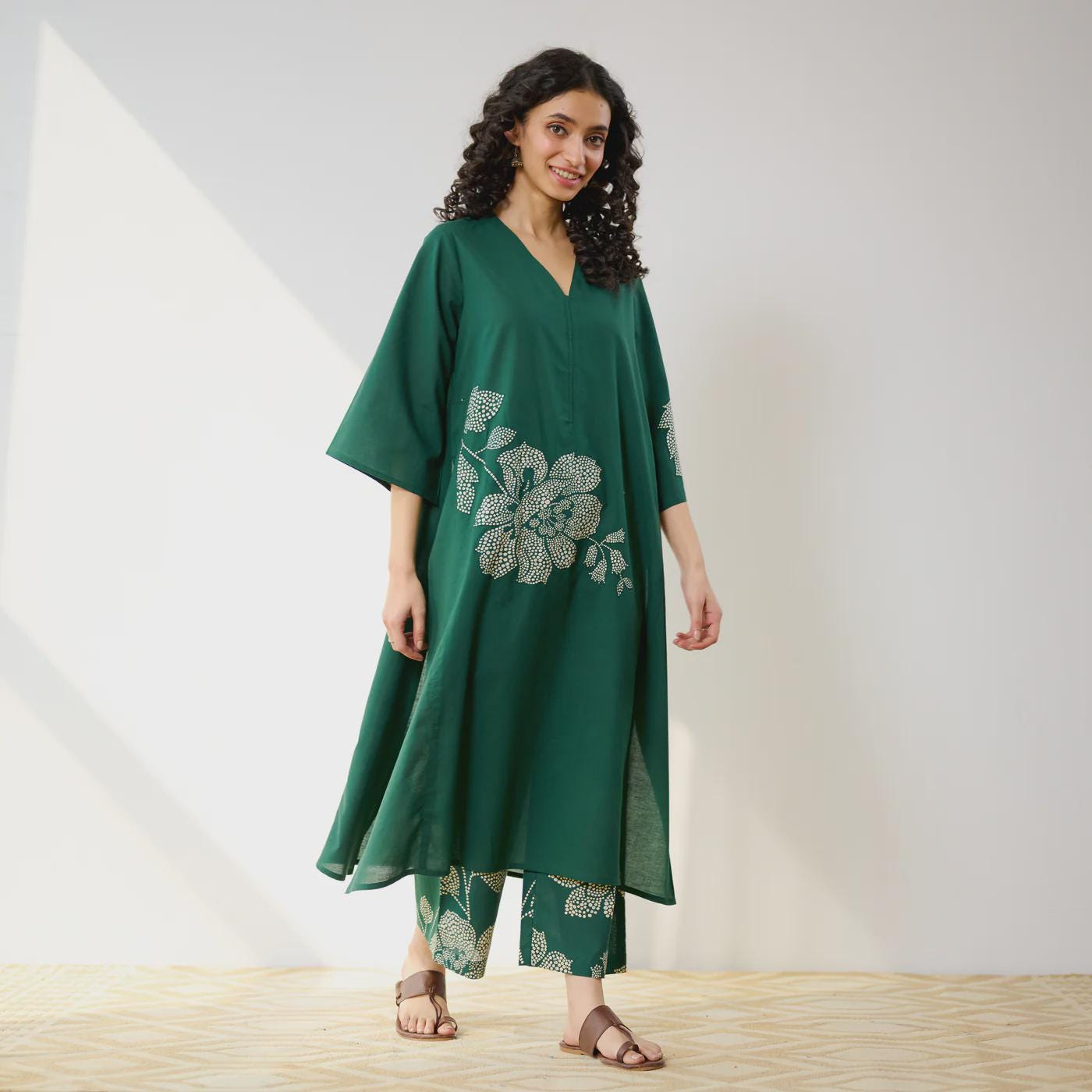 Green Meadow Patchwork Cotton Kurta Set