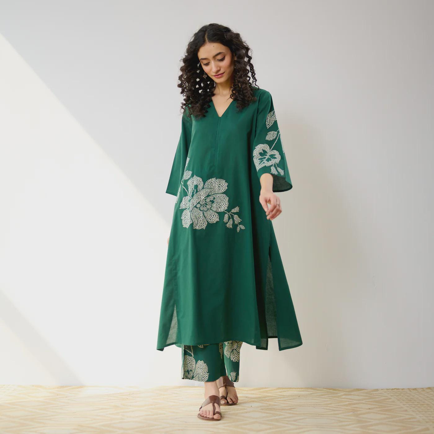 Green Meadow Patchwork Cotton Kurta Set