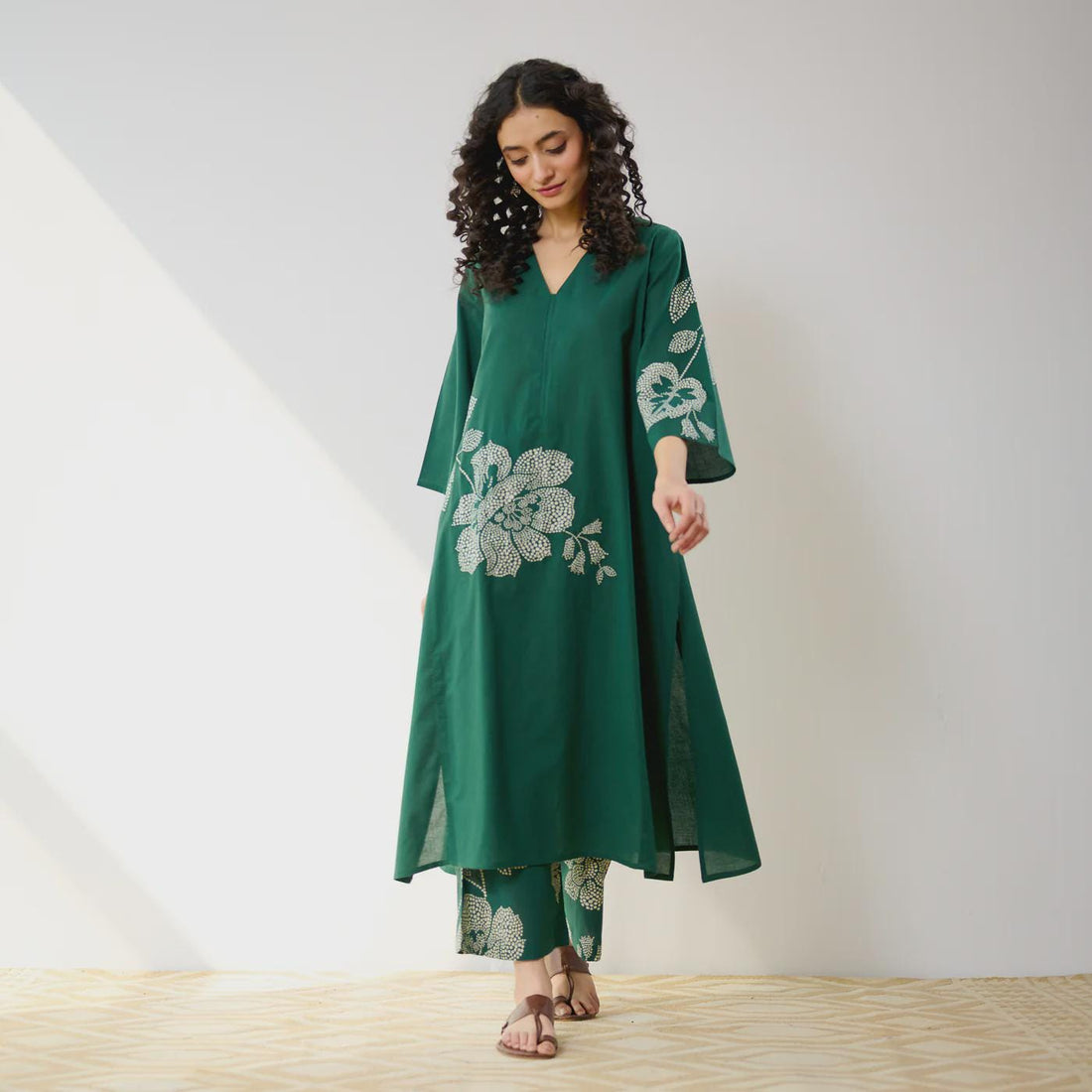 Green Meadow Patchwork Cotton Kurta Set