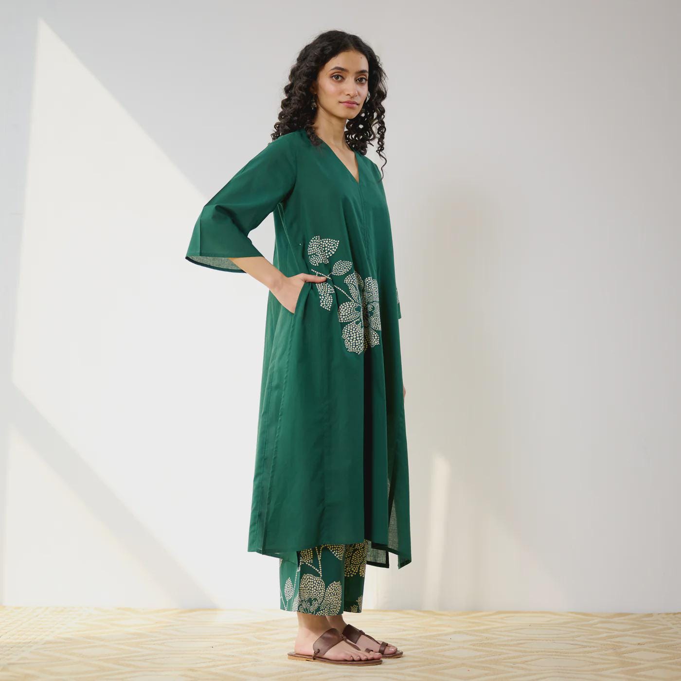 Green Meadow Patchwork Cotton Kurta Set