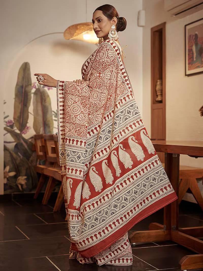 Handcrafted Jaipuri Block Print Mulmul Cotton Saree