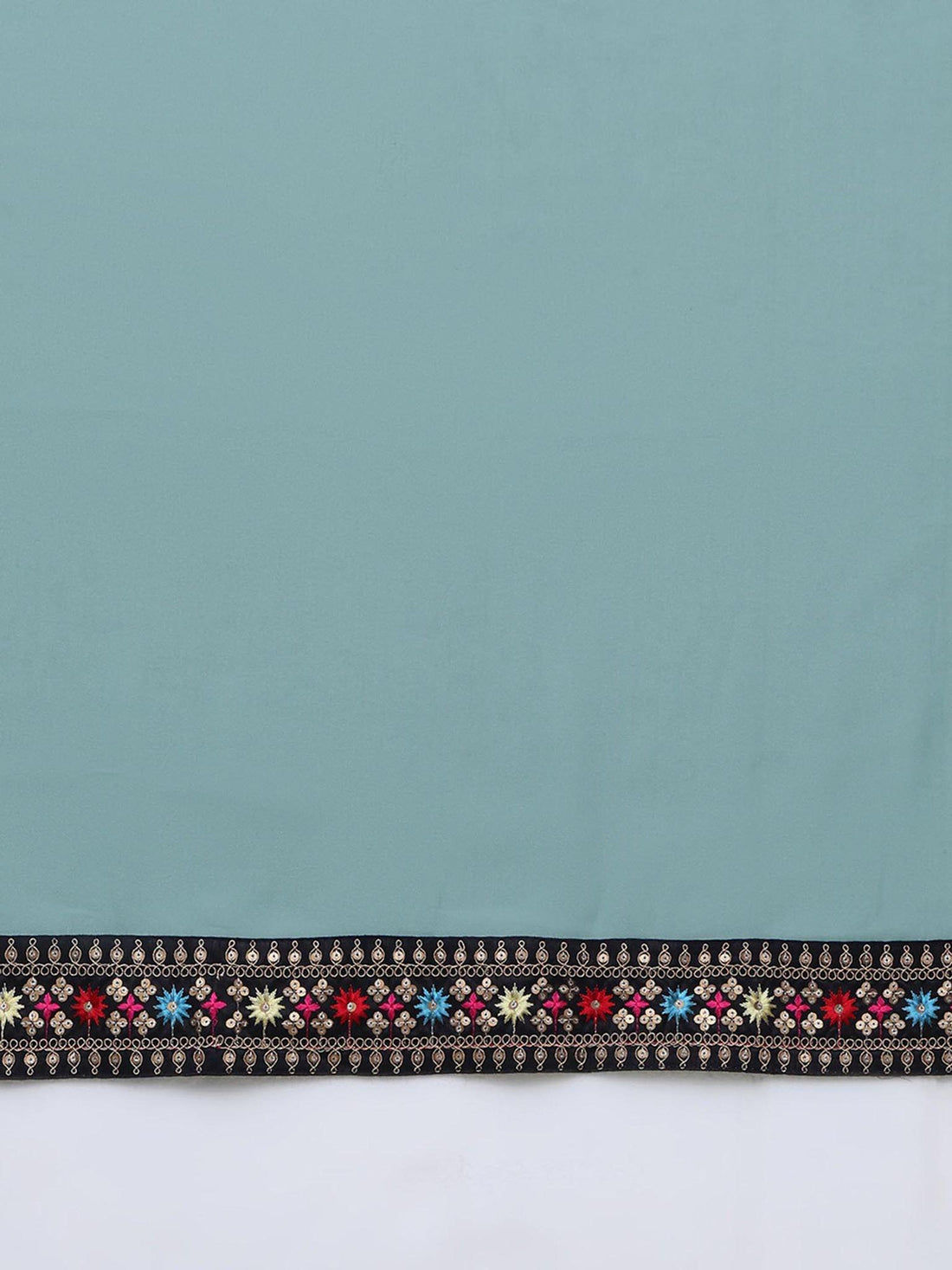 Aqua Blue Georgette Saree with Embroidered Sequined Border | Party Wear Saree | Elegant  Ethnic Saree | Soft Drape Saree