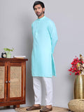 Men’s Light Blue Cotton Kurta Set
