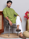 Men’s Green Solid Cotton Kurta Set