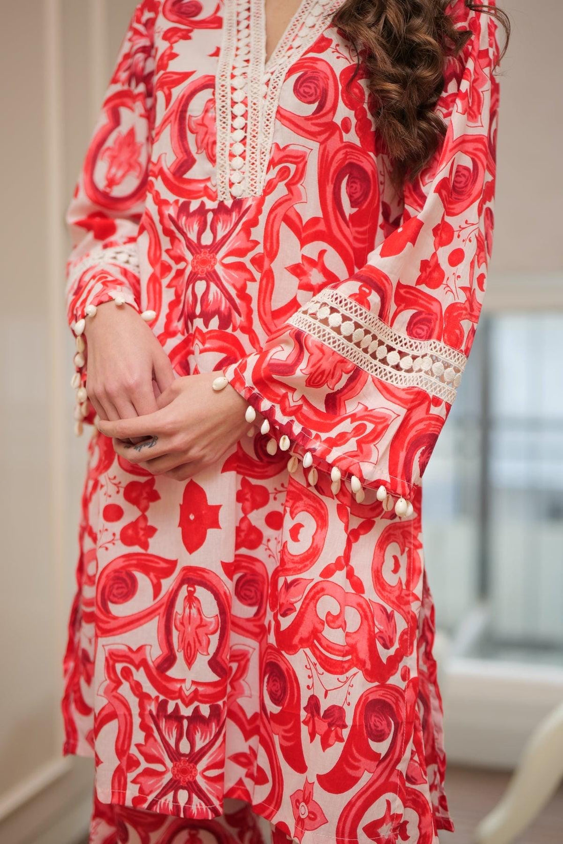 Red  Kurta Pants Set | Elegant Cotton Co-ord | Handcrafted Indian Kurta