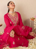 Pink Embroidered Silk Blend Kurta Set with Dupatta | Elegant Gota Patti Suit | Traditional Partywear Set