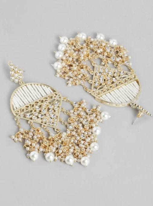 Kundan Dome Dangler Earrings with Off-White Pearl Beads